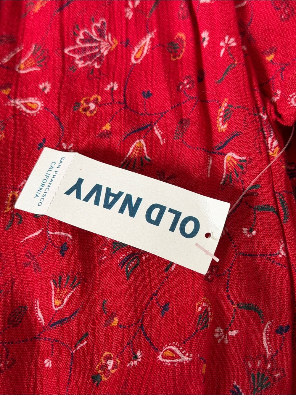 Old Navy Red Long-Sleeve Floral Midi Dress - Picture 10 of 10